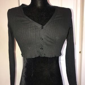 Button up sweater crop top